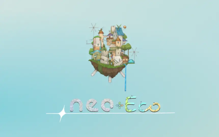 Illustrazione sulla scatola del gioco da tavolo Neo-Eco che istruisce al corretto riciclo delle materie prime